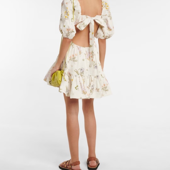 ZIMMERMANN Cutout floral-print cotton-blend seersucker mini dress. Sz 2. Shopbop - Picture 5 of 9